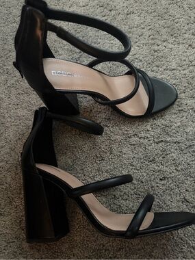 BCBGeneration Black Strappy Block Heel Sandals